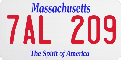 MA license plate 7AL209