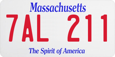 MA license plate 7AL211
