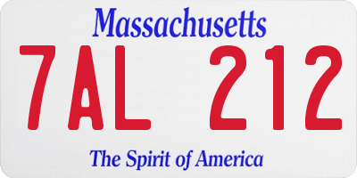 MA license plate 7AL212