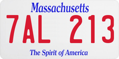MA license plate 7AL213