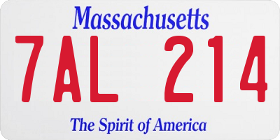 MA license plate 7AL214