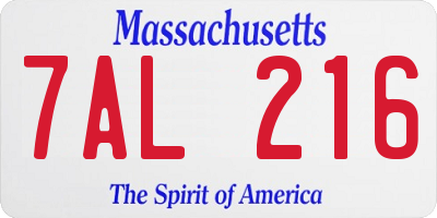 MA license plate 7AL216