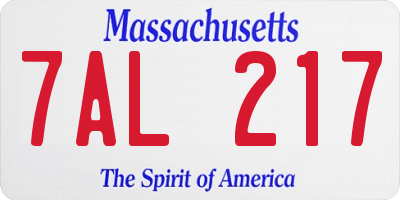 MA license plate 7AL217