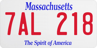 MA license plate 7AL218