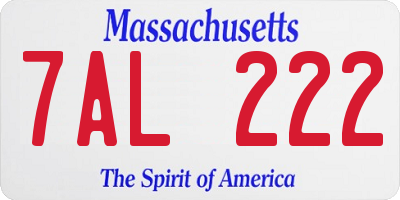 MA license plate 7AL222