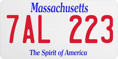 MA license plate 7AL223