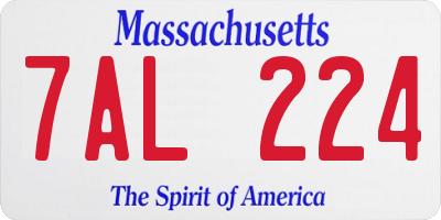 MA license plate 7AL224