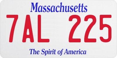 MA license plate 7AL225