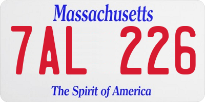 MA license plate 7AL226