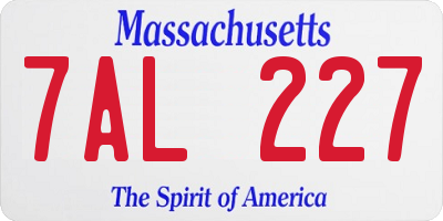 MA license plate 7AL227