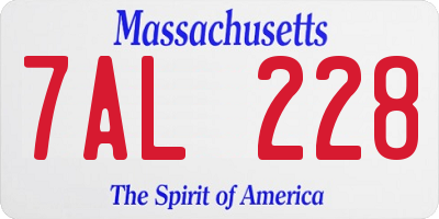 MA license plate 7AL228