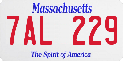 MA license plate 7AL229