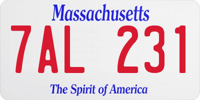 MA license plate 7AL231