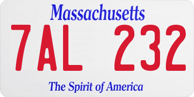 MA license plate 7AL232