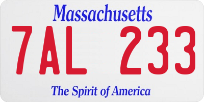 MA license plate 7AL233