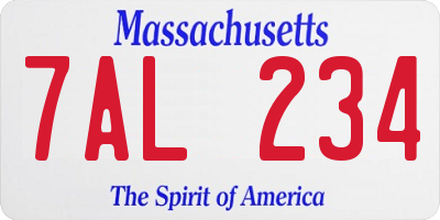 MA license plate 7AL234