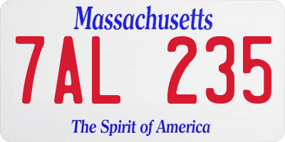 MA license plate 7AL235