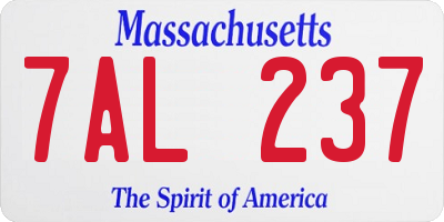 MA license plate 7AL237