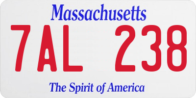 MA license plate 7AL238