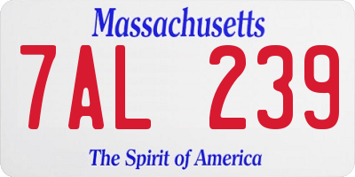 MA license plate 7AL239