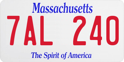 MA license plate 7AL240