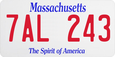 MA license plate 7AL243