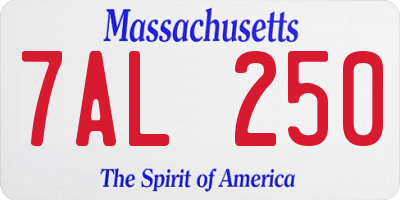 MA license plate 7AL250