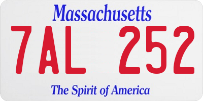 MA license plate 7AL252