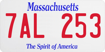 MA license plate 7AL253