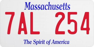 MA license plate 7AL254