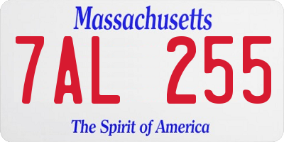 MA license plate 7AL255
