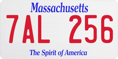 MA license plate 7AL256