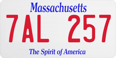 MA license plate 7AL257
