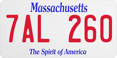 MA license plate 7AL260