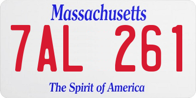 MA license plate 7AL261