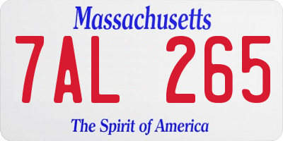 MA license plate 7AL265