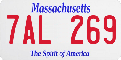 MA license plate 7AL269