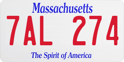 MA license plate 7AL274