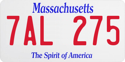 MA license plate 7AL275