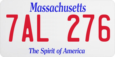 MA license plate 7AL276