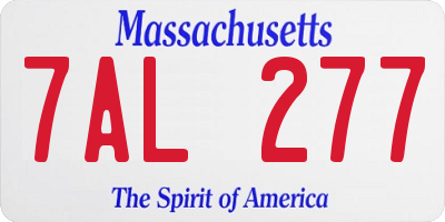 MA license plate 7AL277