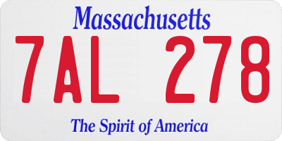 MA license plate 7AL278