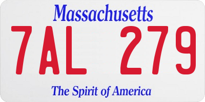 MA license plate 7AL279