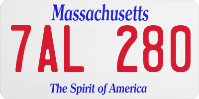 MA license plate 7AL280