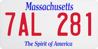 MA license plate 7AL281