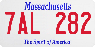 MA license plate 7AL282