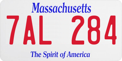 MA license plate 7AL284