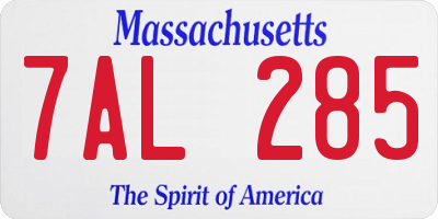 MA license plate 7AL285