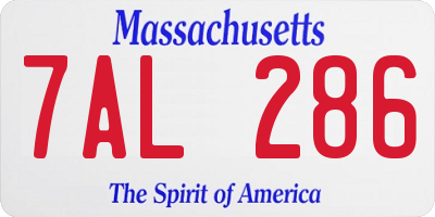 MA license plate 7AL286