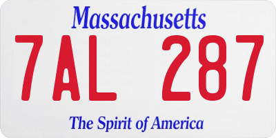 MA license plate 7AL287